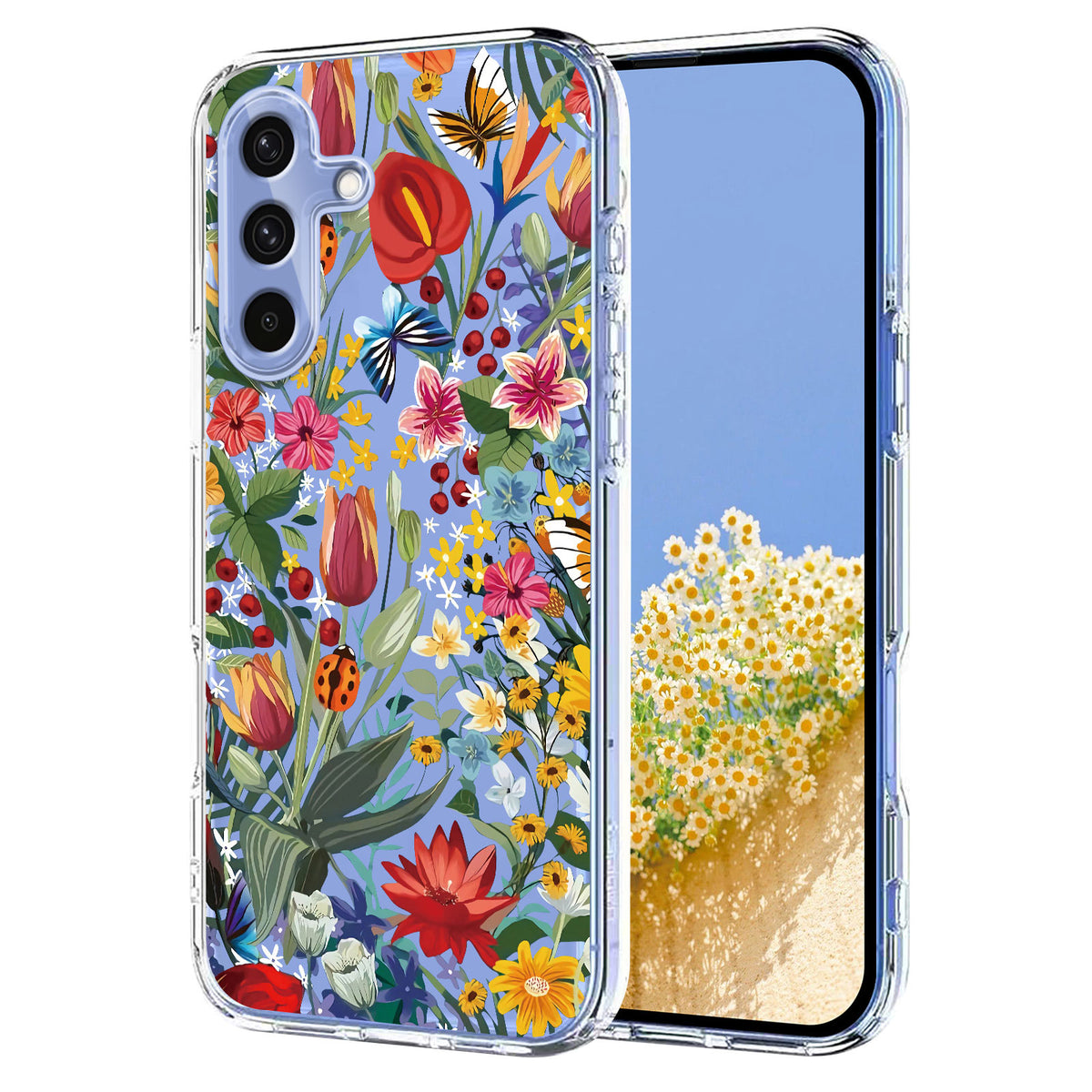 Til Samsung Galaxy A37 5G Cover Butterfly Blomster Mønster Printet TPU Telefon Bagcover