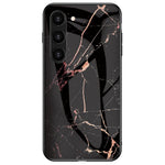 Samsung Galaxy S23 Marmormönster Tryck Härdat Glas mobilskal Hårt PC + TPU Reptåligt Stötsäkert Skal
