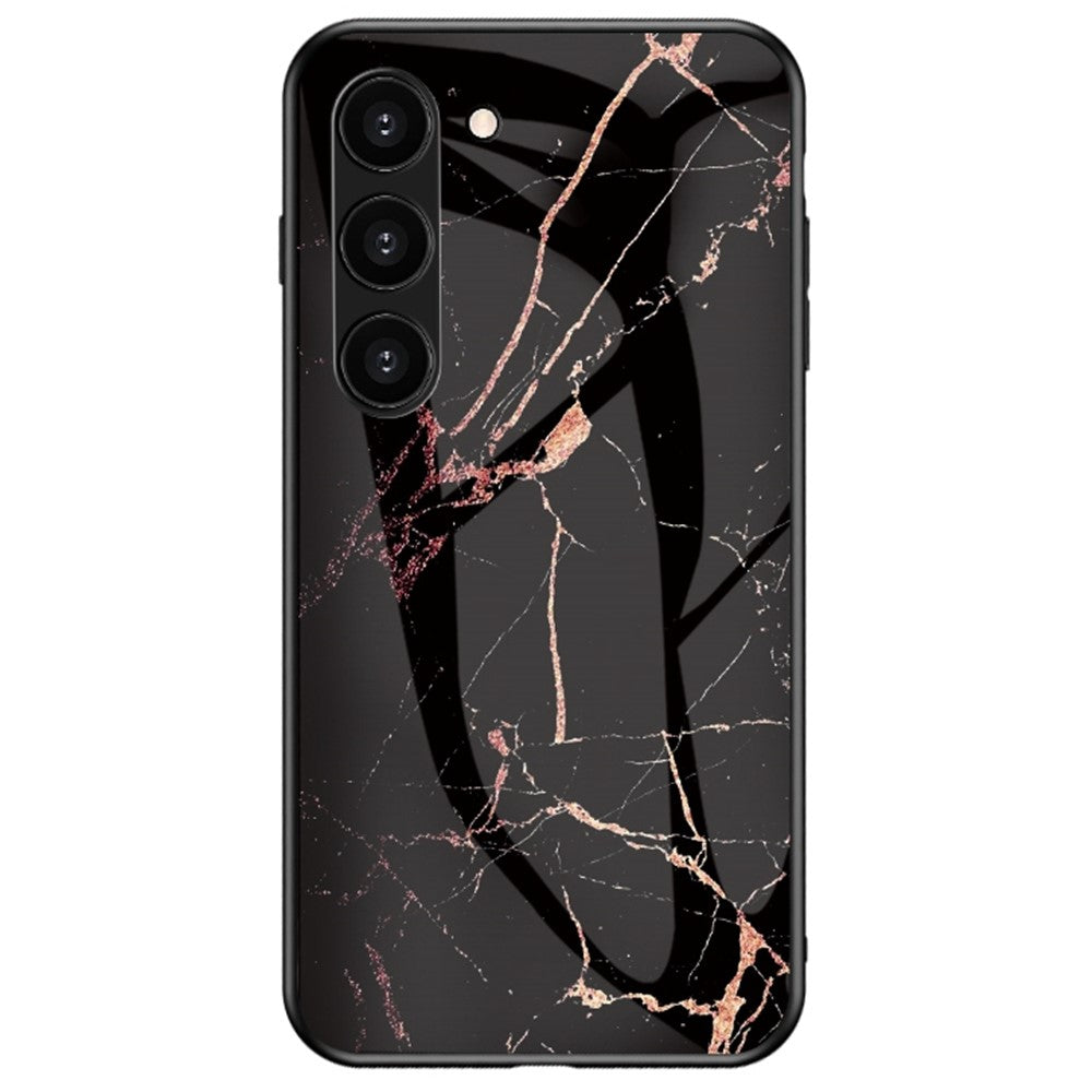 Samsung Galaxy S23 Marmormönster Tryck Härdat Glas mobilskal Hårt PC + TPU Reptåligt Stötsäkert Skal