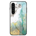 Samsung Galaxy S23 Marmormönster Tryck Härdat Glas mobilskal Hårt PC + TPU Reptåligt Stötsäkert Skal