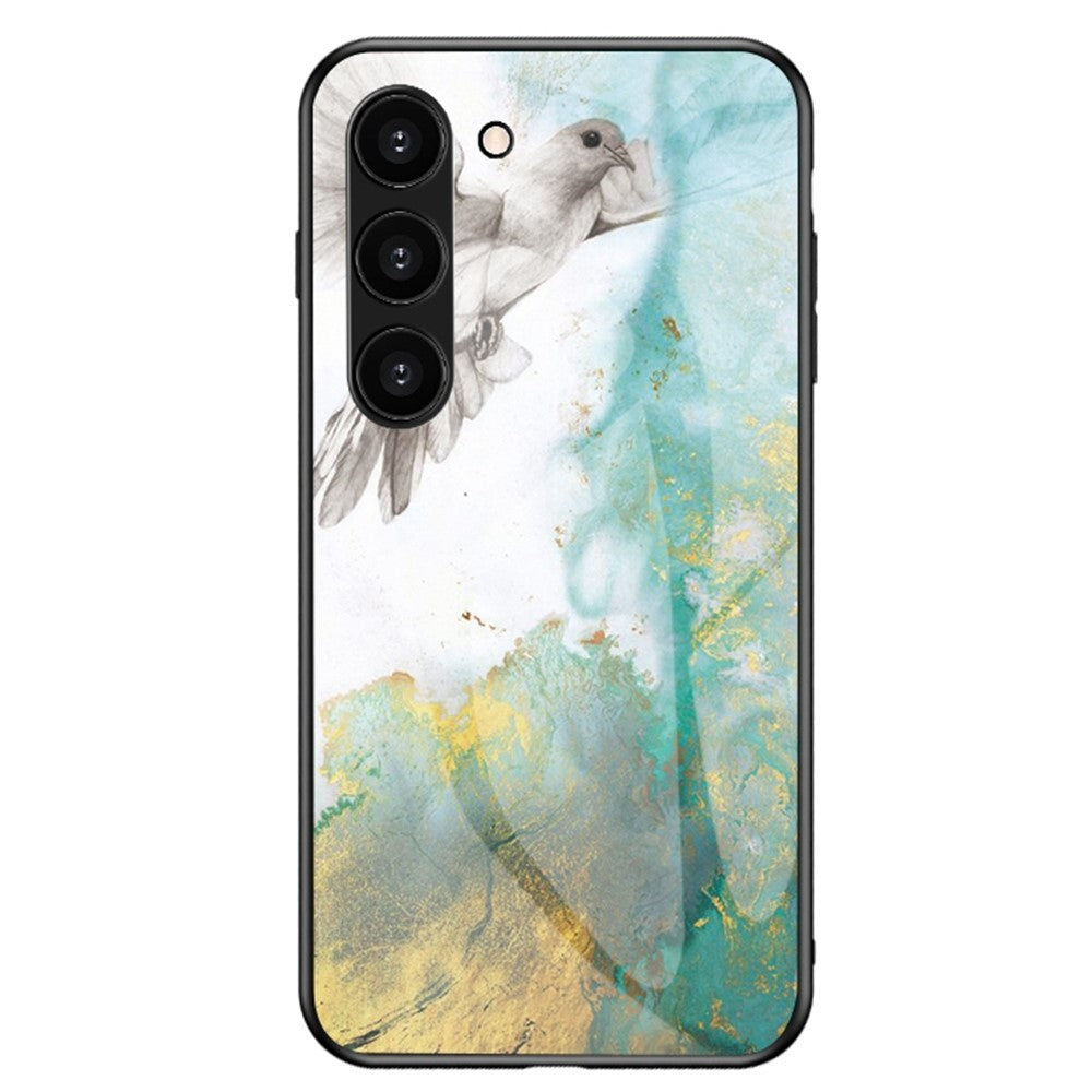Samsung Galaxy S23 Marmormönster Tryck Härdat Glas mobilskal Hårt PC + TPU Reptåligt Stötsäkert Skal