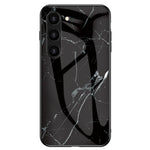 Samsung Galaxy S23 Marmormönster Tryck Härdat Glas mobilskal Hårt PC + TPU Reptåligt Stötsäkert Skal