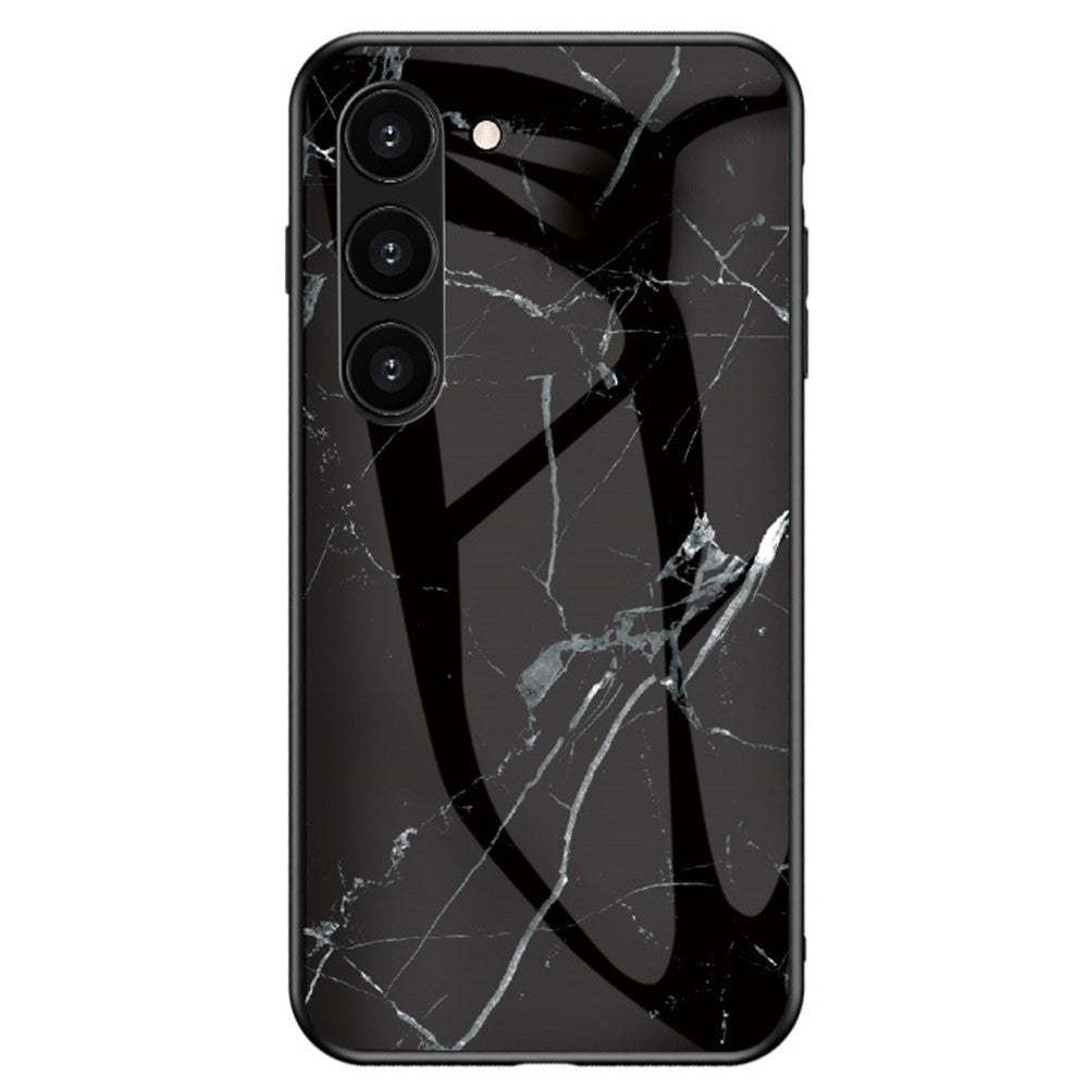 Samsung Galaxy S23 Marmormönster Tryck Härdat Glas mobilskal Hårt PC + TPU Reptåligt Stötsäkert Skal