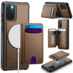 JEEHOOD cover til Samsung Galaxy S20 Plus 4G J10, magnetisk lædercover med aftagelig kortholder og støtte