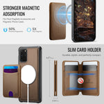 JEEHOOD cover til Samsung Galaxy S20 Plus 4G J10, magnetisk lædercover med aftagelig kortholder og støtte