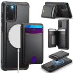 JEEHOOD cover til Samsung Galaxy S20 Plus 4G J10, magnetisk lædercover med aftagelig kortholder og støtte