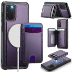JEEHOOD cover til Samsung Galaxy S20 Plus 4G J10, magnetisk lædercover med aftagelig kortholder og støtte