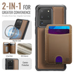 JEEHOOD For Samsung Galaxy S20 Ultra Case J10 Magnetic Case Leather Back Phone Cover with Detachable Card Holder Kickstand