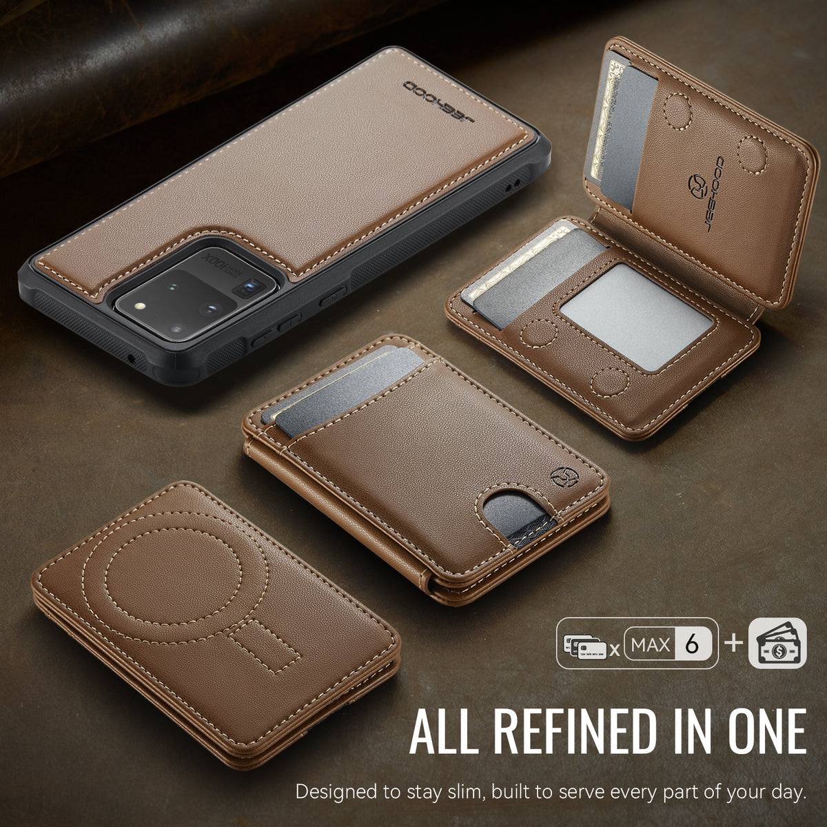 JEEHOOD For Samsung Galaxy S20 Ultra Case J10 Magnetic Case Leather Back Phone Cover with Detachable Card Holder Kickstand