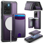 JEEHOOD For Samsung Galaxy S20 Ultra Case J10 Magnetic Case Leather Back Phone Cover with Detachable Card Holder Kickstand