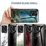 For Xiaomi Redmi Note 12 Pro 5G Marble Pattern Printing Phone Case Hard Tempered Glass + PC Back TPU Bumper Shock Absorption Protective Cover