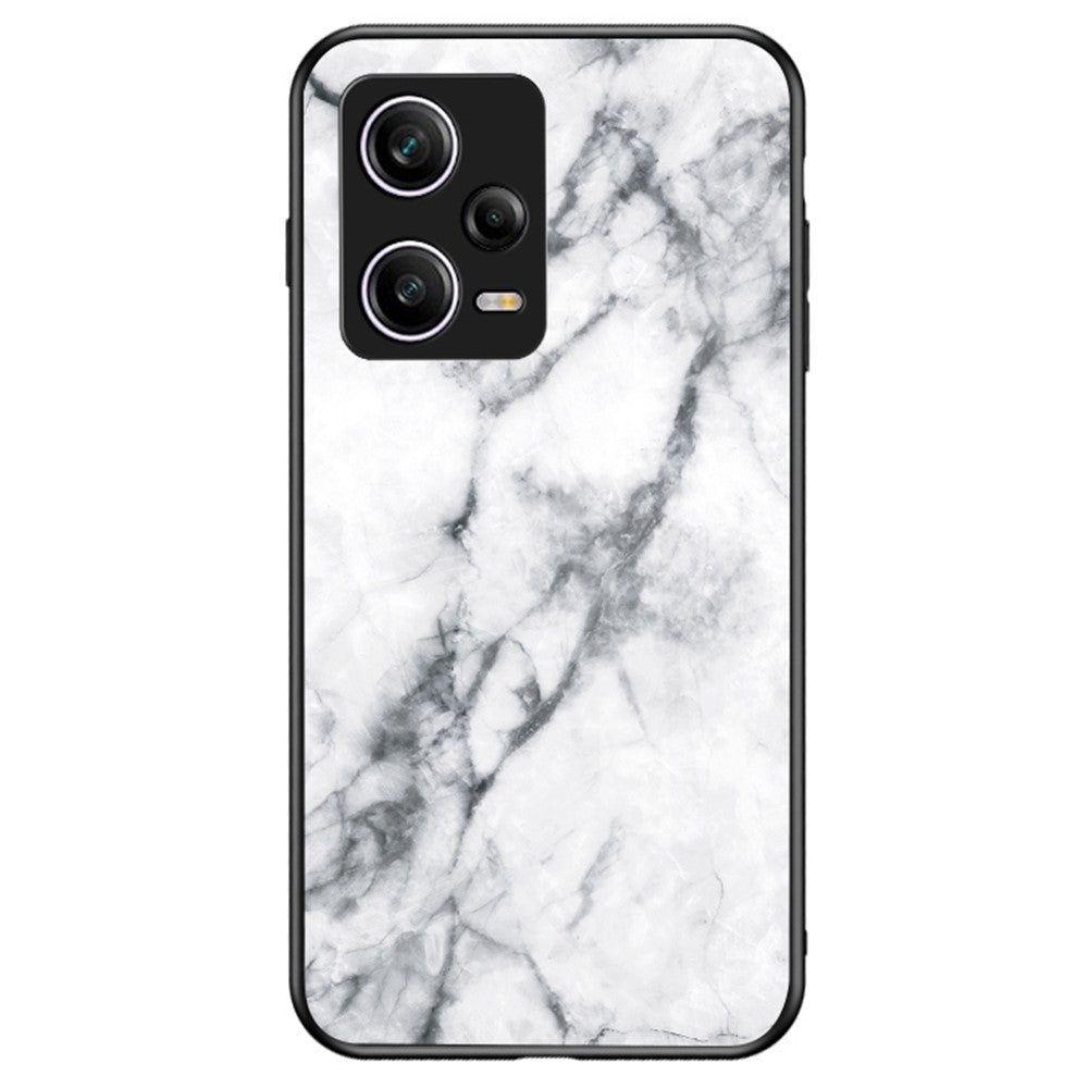 Xiaomi Redmi Note 12 Pro 5G Marmormönster Tryck mobilskal Hårt Härdat Glas + PC Baksida TPU Stötfångare Stötdämpande Skyddsfodral