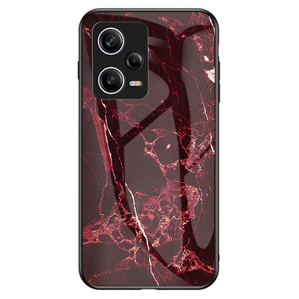 Xiaomi Redmi Note 12 Pro 5G Marmormönster Tryck mobilskal Hårt Härdat Glas + PC Baksida TPU Stötfångare Stötdämpande Skyddsfodral
