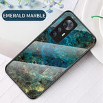 For Xiaomi Redmi K50 Ultra 5G / 12T 5G Marble Pattern Printing Shockproof Anti-Scratch Case Hard Tempered Glass + PC Back TPU Bumper Protective Phone Cover
