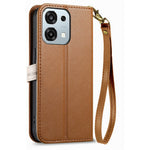Stand Case for Oppo F31 5G  /  A6 Pro 5G Leaf Shape Magnetic Clasp Leather Phone Cover with Hand Strap