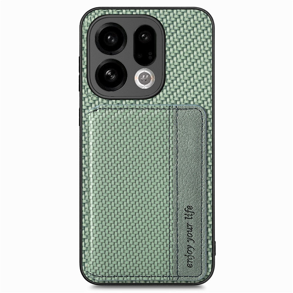For Oppo Find X9 5G Case RFID Blocking Carbon Fiber Leather Phone Back Cover with Card Holder