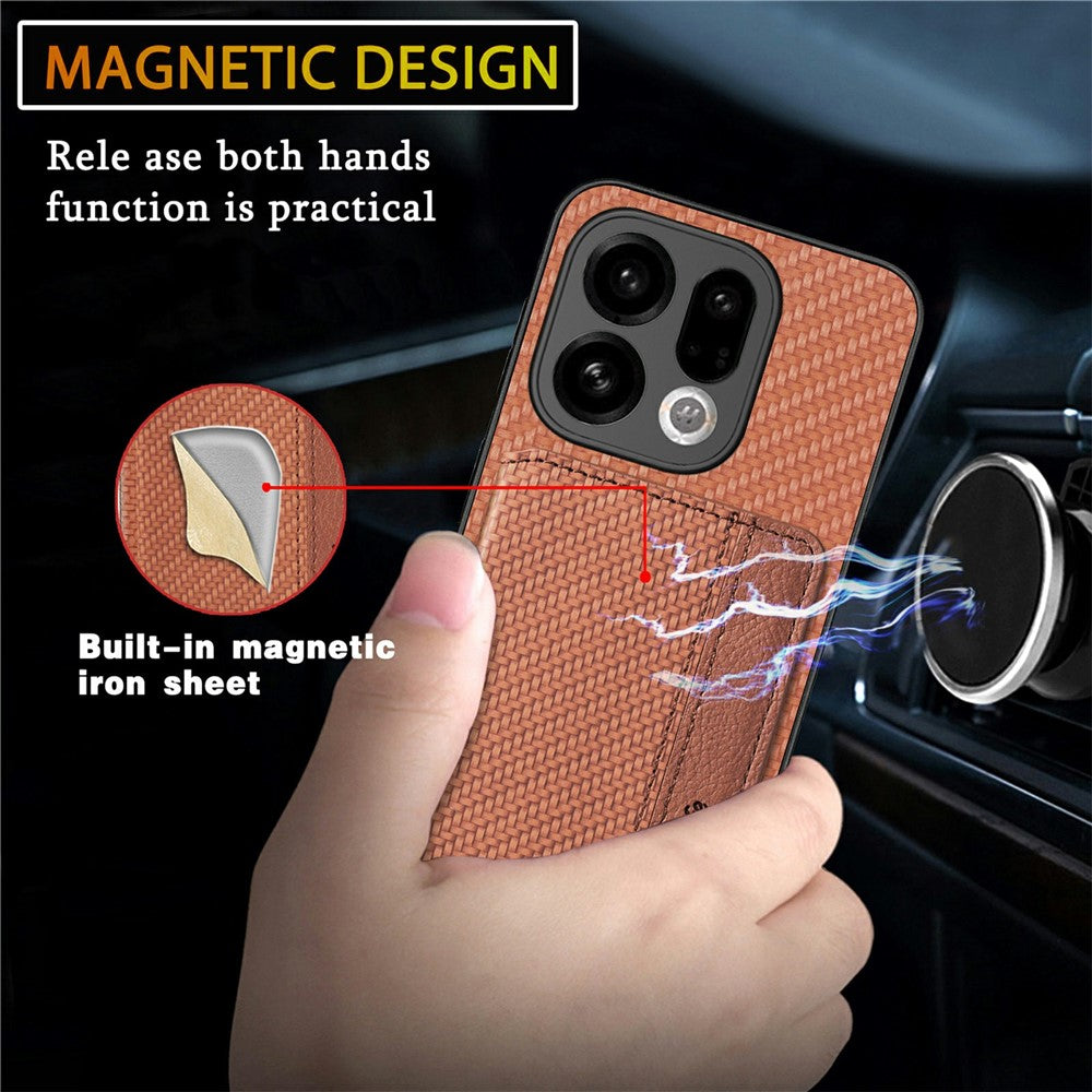 For Oppo Find X9 5G Case RFID Blocking Carbon Fiber Leather Phone Back Cover with Card Holder