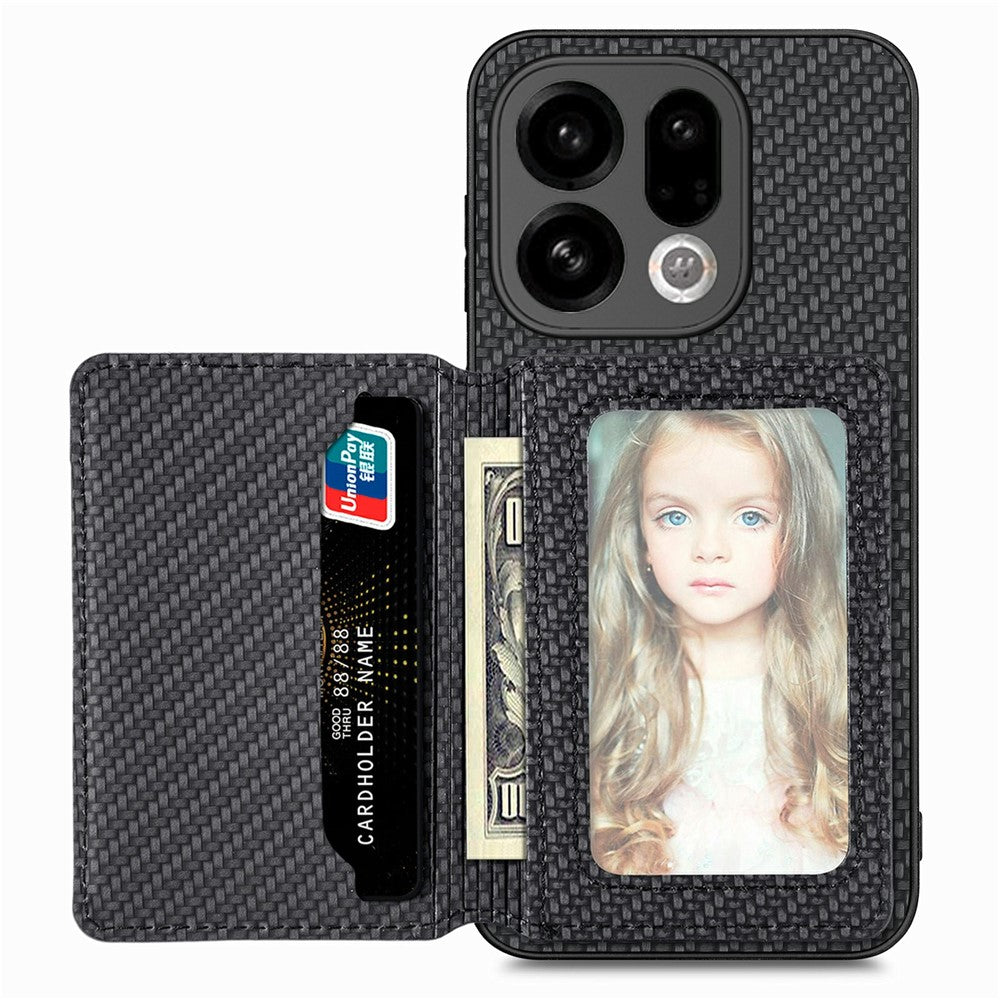 For Oppo Find X9 5G Case RFID Blocking Carbon Fiber Leather Phone Back Cover with Card Holder
