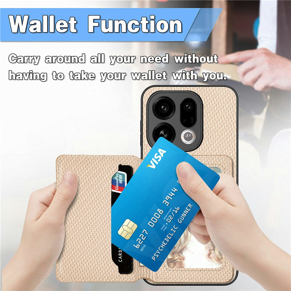 For Oppo Find X9 5G Case RFID Blocking Carbon Fiber Leather Phone Back Cover with Card Holder