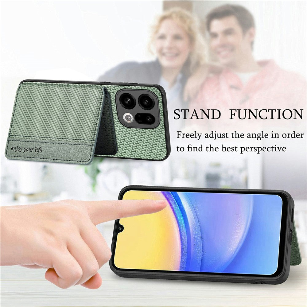 For Oppo Find X9 5G Case RFID Blocking Carbon Fiber Leather Phone Back Cover with Card Holder