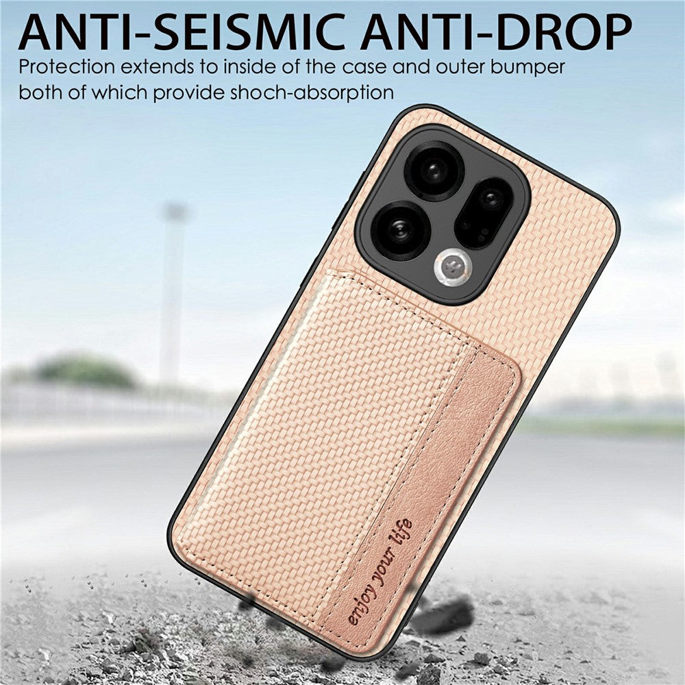 For Oppo Find X9 5G Case RFID Blocking Carbon Fiber Leather Phone Back Cover with Card Holder