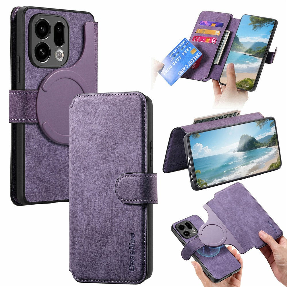 CASENEO For Oppo Find X9 5G Magnetic Case Detachable Leather Phone Wallet Cover