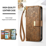 For Honor Magic8 Pro 5G Floral Leaf Buckle Wallet Case Card Holder With Hand Strap Leather Cover