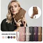 For Honor Magic8 Pro 5G Floral Leaf Buckle Wallet Case Card Holder With Hand Strap Leather Cover