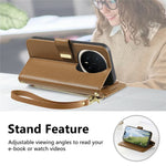 For Honor Magic8 Pro 5G Floral Leaf Buckle Wallet Case Card Holder With Hand Strap Leather Cover