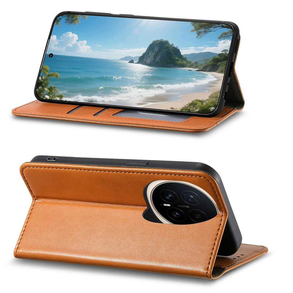 For Honor Magic8 5G Case Wallet Tri-Color Stitching Leather Phone Cover with Elastic Wristband