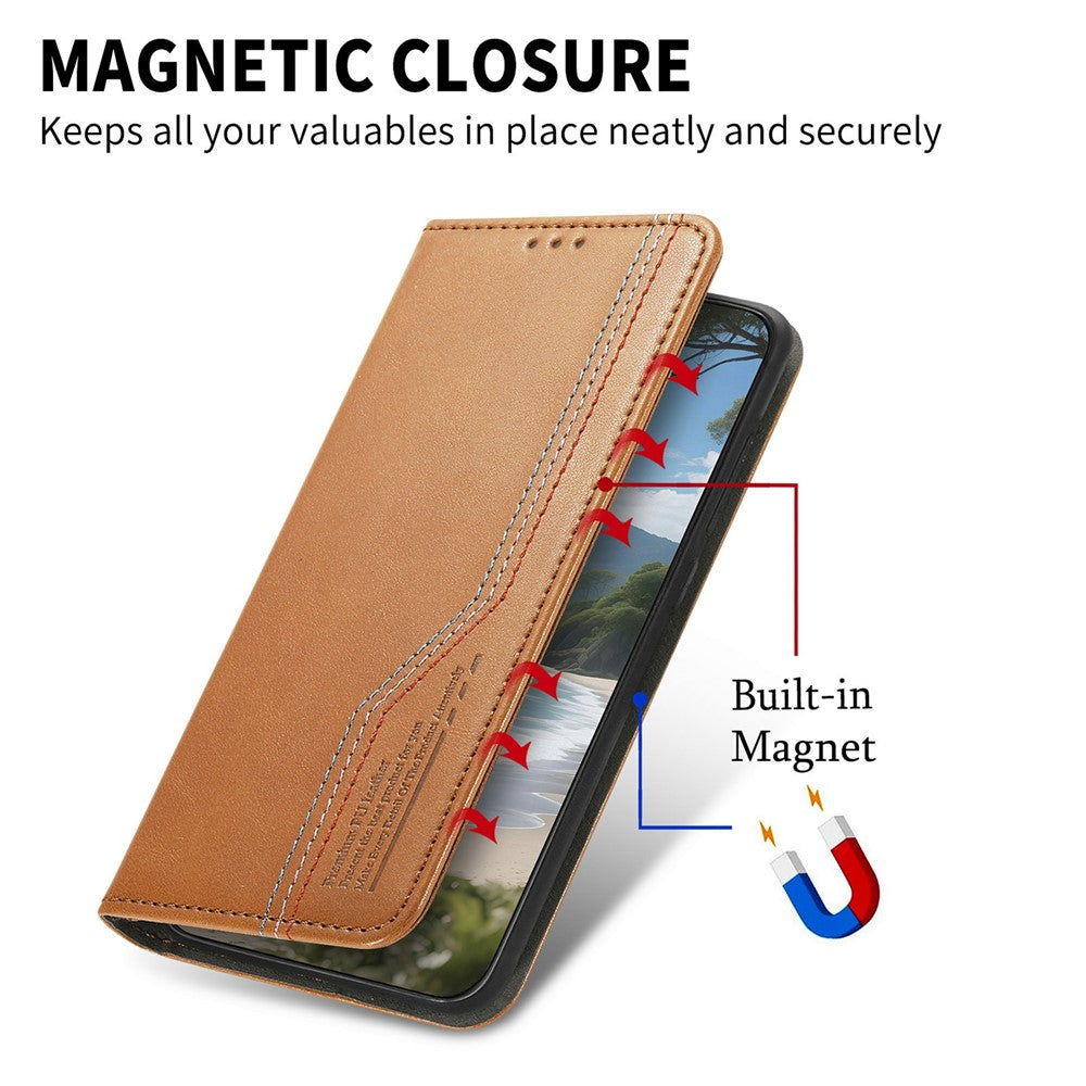For Honor Magic8 5G Case Wallet Tri-Color Stitching Leather Phone Cover with Elastic Wristband