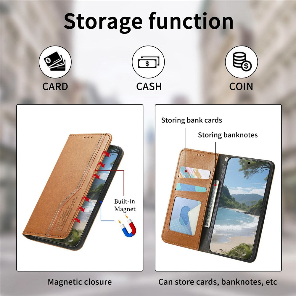 For Honor Magic8 5G Case Wallet Tri-Color Stitching Leather Phone Cover with Elastic Wristband
