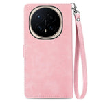 For Honor Magic8 5G Zipper Wallet Case with Strap Flower Imprint PU Leather Phone Cover