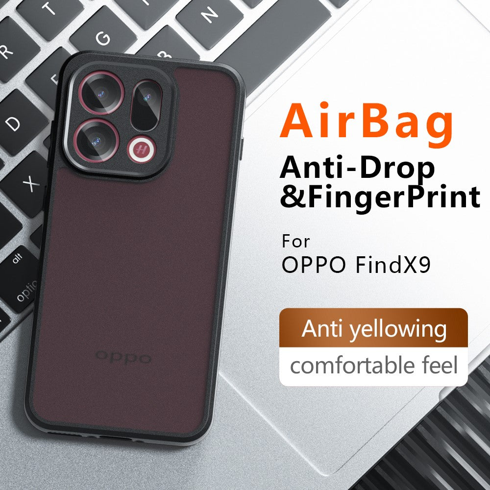 For Oppo Find X9 5G Case Skin-Touch TPU + PC Matte Phone Back Cover, Transparent Black