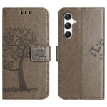 For Samsung Galaxy A57 5G Case PU Leather Owl Tree Imprinted Wallet Phone Cover with Strap