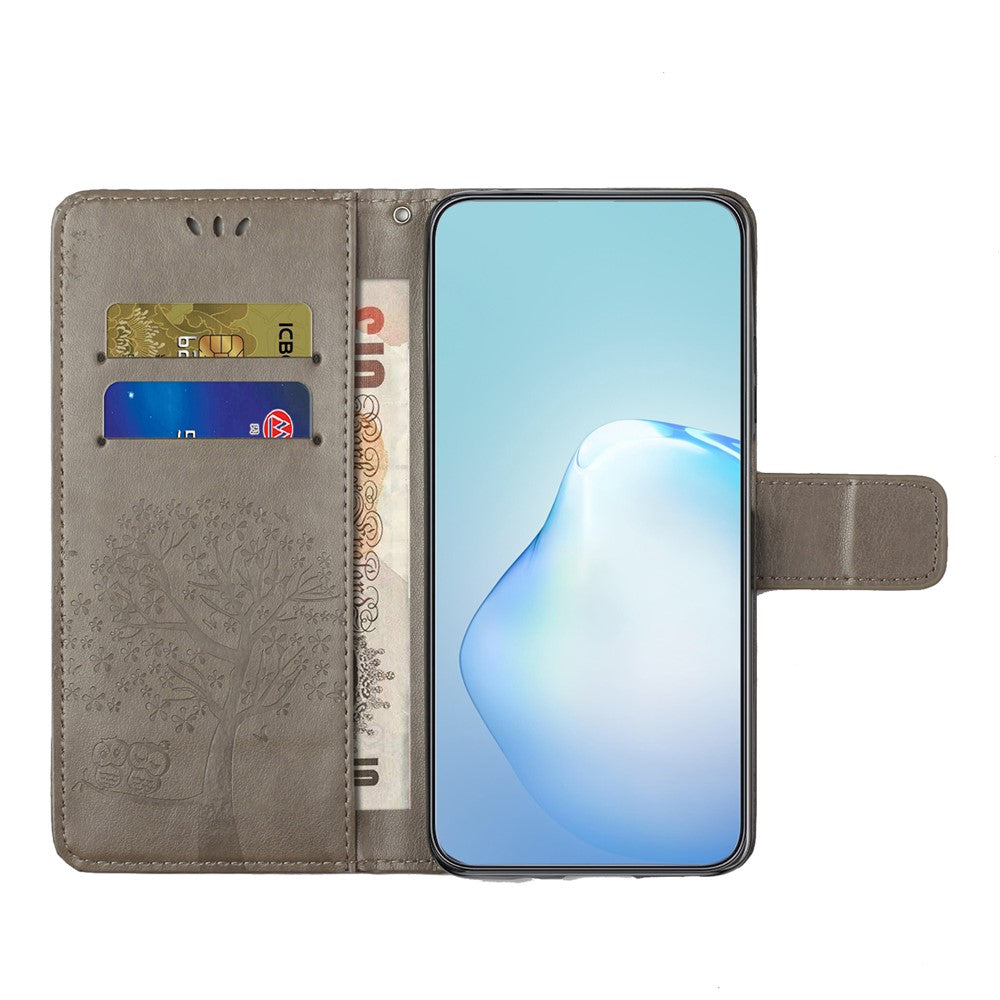 For Samsung Galaxy A57 5G Case PU Leather Owl Tree Imprinted Wallet Phone Cover with Strap