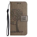 For Samsung Galaxy A57 5G Case PU Leather Owl Tree Imprinted Wallet Phone Cover with Strap