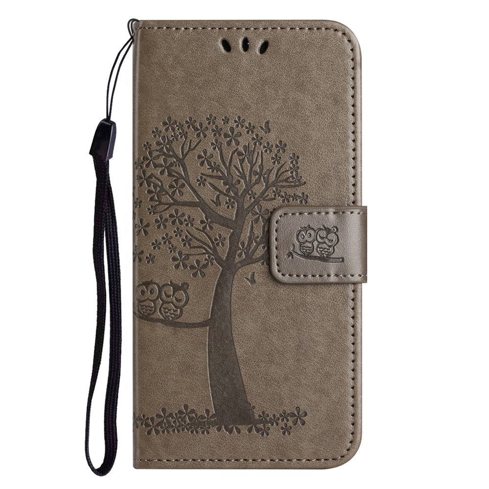 For Samsung Galaxy A57 5G Case PU Leather Owl Tree Imprinted Wallet Phone Cover with Strap