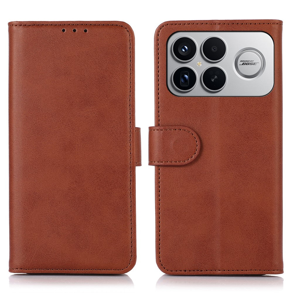 Phone Case For Xiaomi Redmi K90 Pro Max 5G  /  Poco F8 Ultra Cowhide Texture Leather Wallet Phone Cover with Stand