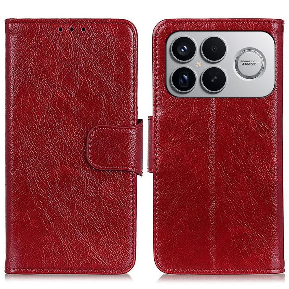 mobilskal för Xiaomi Redmi K90 Pro Max 5G / Poco F8 Ultra Nappatexturerat Delat Läder Plånboksfodral