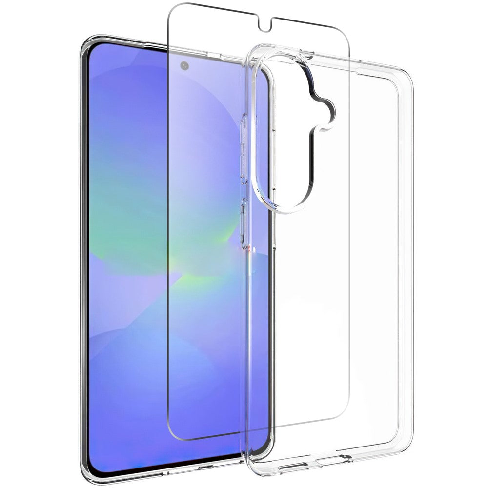 For Samsung Galaxy S26 Clear TPU Anti-Scratch Phone Case + 2.5D Arc Edge Screen Protector