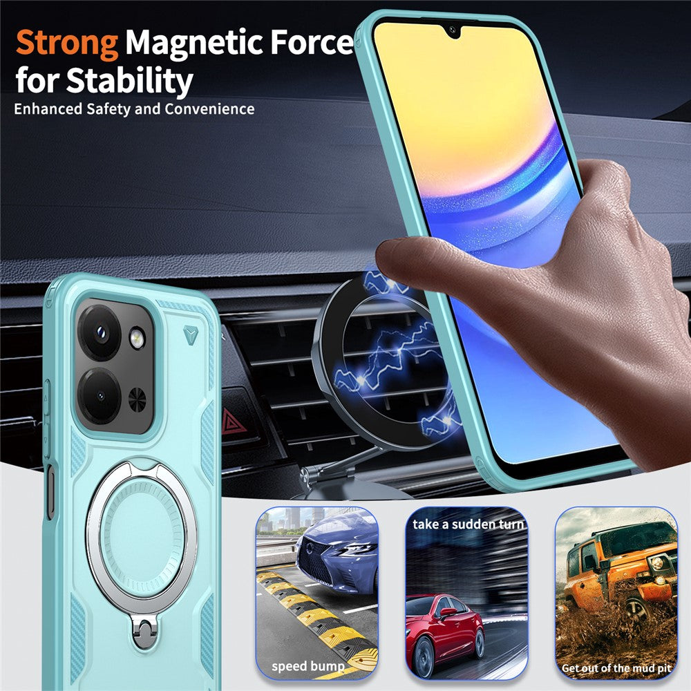 Phone Case For Xiaomi Redmi 15C 5G (EU) (173mm)  /  4G (EU) (173mm)  /  Poco C85 4G (173mm) Magnetic Case Military Protection PC + TPU Kickstand Cover