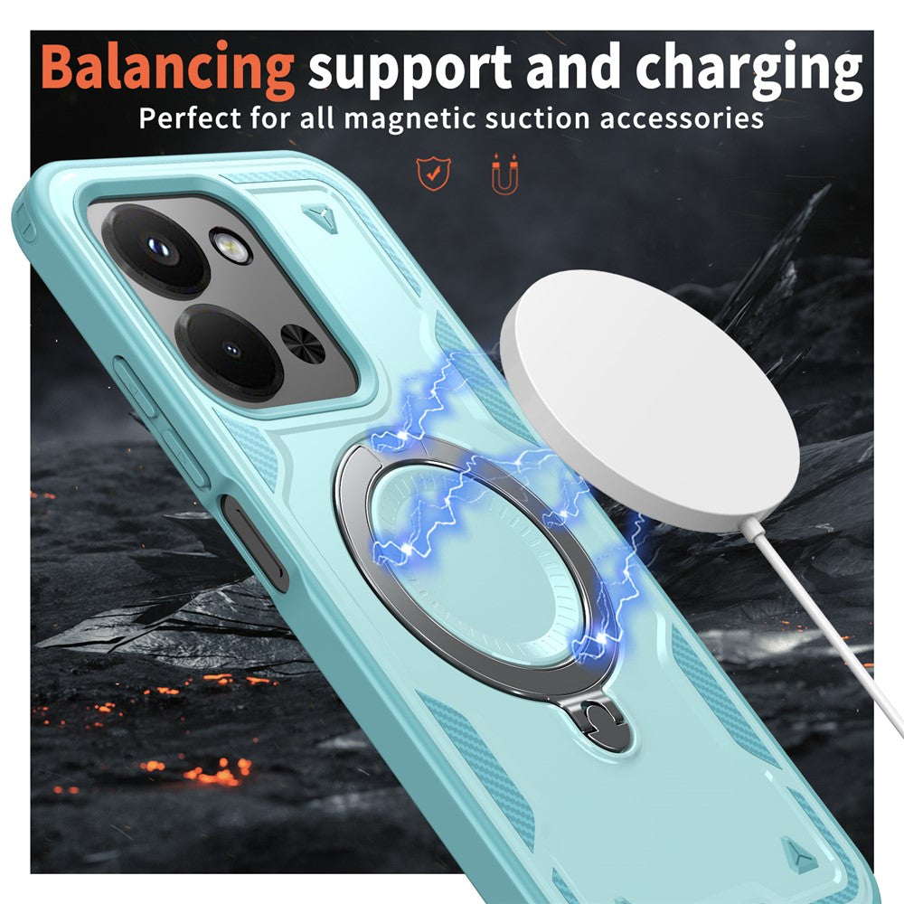 Phone Case For Xiaomi Redmi 15C 5G (EU) (173mm)  /  4G (EU) (173mm)  /  Poco C85 4G (173mm) Magnetic Case Military Protection PC + TPU Kickstand Cover