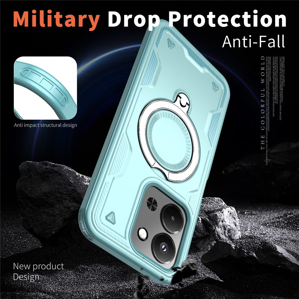Phone Case For Xiaomi Redmi 15C 5G (EU) (173mm)  /  4G (EU) (173mm)  /  Poco C85 4G (173mm) Magnetic Case Military Protection PC + TPU Kickstand Cover