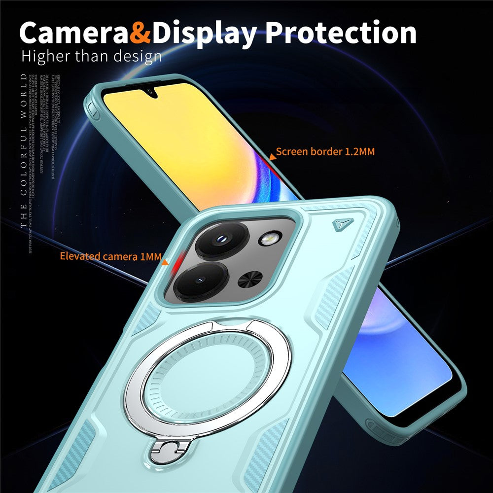 Phone Case For Xiaomi Redmi 15C 5G (EU) (173mm)  /  4G (EU) (173mm)  /  Poco C85 4G (173mm) Magnetic Case Military Protection PC + TPU Kickstand Cover