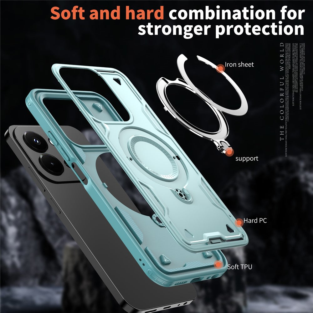 Phone Case For Xiaomi Redmi 15C 5G (EU) (173mm)  /  4G (EU) (173mm)  /  Poco C85 4G (173mm) Magnetic Case Military Protection PC + TPU Kickstand Cover