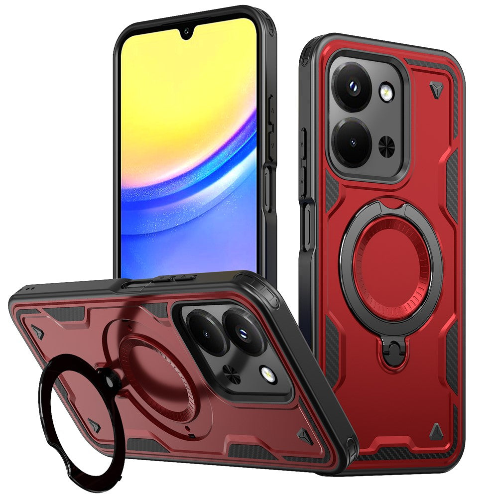 Phone Case For Xiaomi Redmi 15C 5G (EU) (173mm)  /  4G (EU) (173mm)  /  Poco C85 4G (173mm) Magnetic Case Military Protection PC + TPU Kickstand Cover