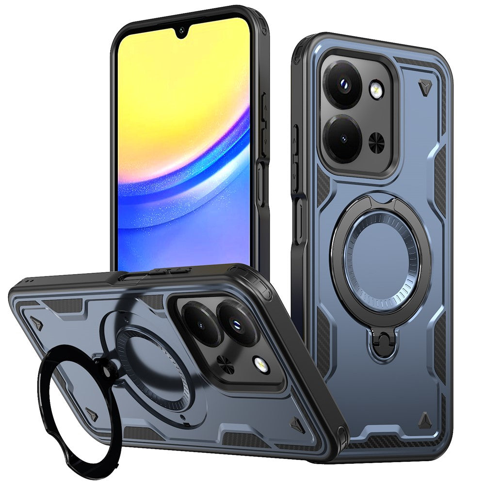 Phone Case For Xiaomi Redmi 15C 5G (EU) (173mm)  /  4G (EU) (173mm)  /  Poco C85 4G (173mm) Magnetic Case Military Protection PC + TPU Kickstand Cover