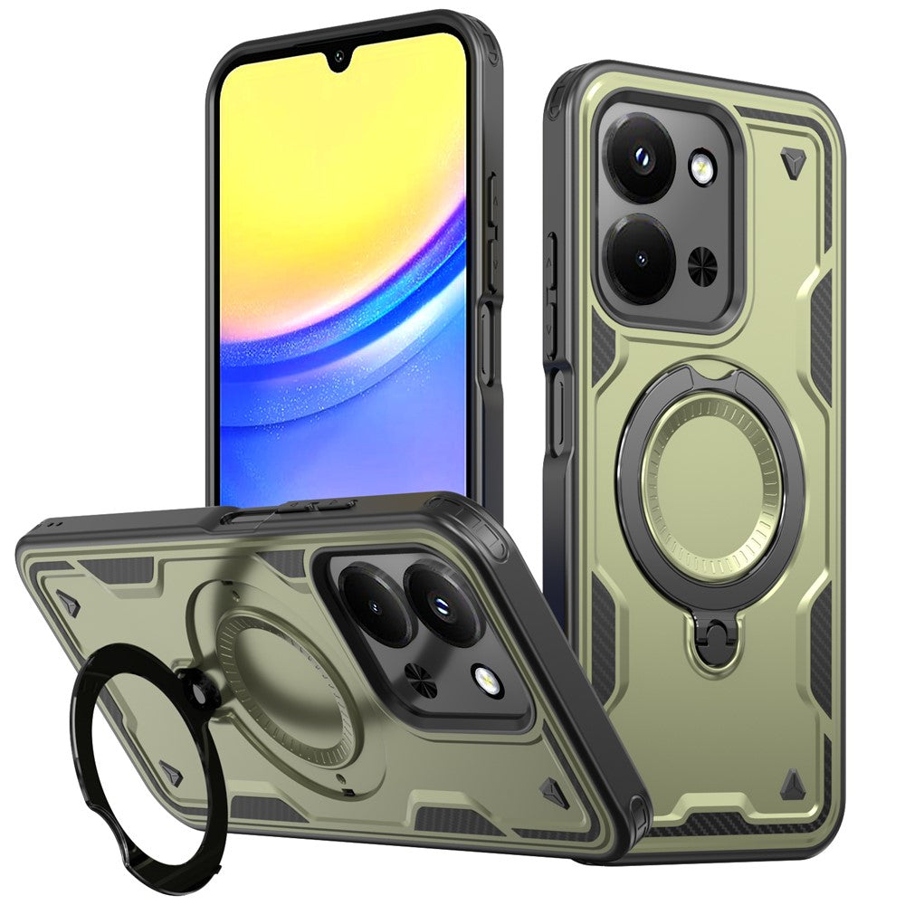 Phone Case For Xiaomi Redmi 15C 5G (EU) (173mm)  /  4G (EU) (173mm)  /  Poco C85 4G (173mm) Magnetic Case Military Protection PC + TPU Kickstand Cover