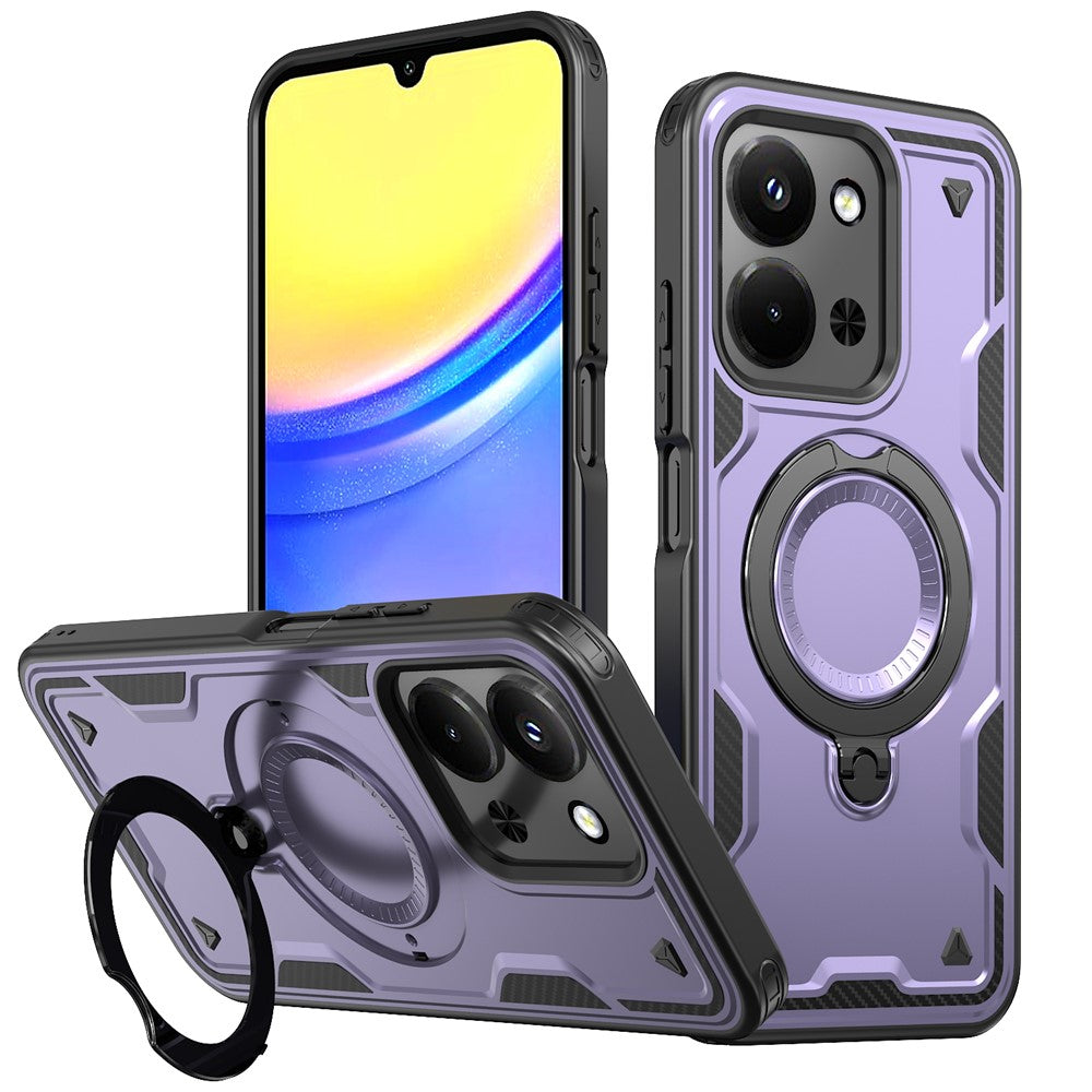 Phone Case For Xiaomi Redmi 15C 5G (EU) (173mm)  /  4G (EU) (173mm)  /  Poco C85 4G (173mm) Magnetic Case Military Protection PC + TPU Kickstand Cover